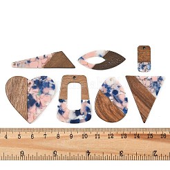 Walnut Wood & Transparent Resin Pendants&nbsp;WD-CBA583A-23