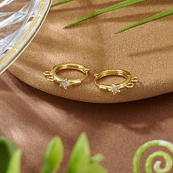2Pcs Brass Micro Pave Clear Cubic Zirconia Hoop Earring Findings&nbsp;KK-TA0003-35