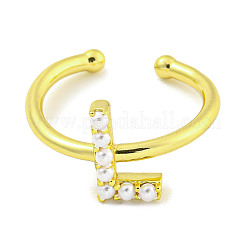 Rack Plating Brass Open Cuff Rings for Women&nbsp;RJEW-F162-01G-L