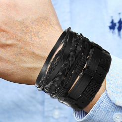 1Bag Mixed Styles Adjustable PU Leather Cord Braided Bracelets for Unisex&nbsp;BJEW-CL0001-47C