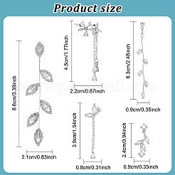 5 Pairs 5 Styles Crystal Rhinestone Leaf Dangle Stud Earrings&nbsp;EJEW-AN0003-54