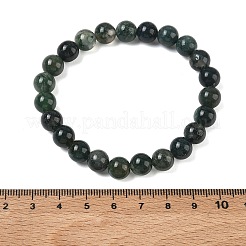 Natural Moss Agate Round Beaded Stretch Bracelets&nbsp;GG-CBA12F1-02A-08