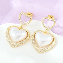 Brass Micro Pave Cubic Zirconia Stud Earrings&nbsp;KK-CBAD104-01G
