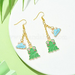 Alloy Enamel Frog Dangle Earrings with Iron Earring Pins for Women&nbsp;EJEW-JE05421-03