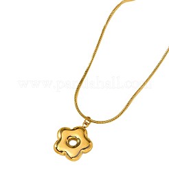 304 Stainless Steel Flower Pendant Round Snake Chain Necklaces for Women&nbsp;WG1BE33-01