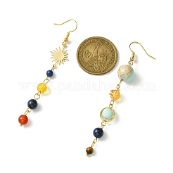 Chakra Theme Natural & Synthetic Mixed Gemstone Beads Dangle Earrings&nbsp;EJEW-TA00382