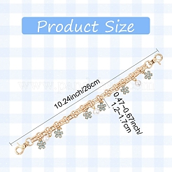 Alloy Enamel Flower with ABS Plastic Pearl Round Bead Charm Iron Chain Bag Decorative Chains&nbsp;HJEW-FS00054-02