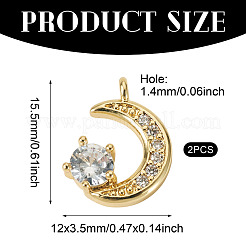 2Pcs Brass Micro Pave Cubic Zirconia Pendants&nbsp;KK-TA0002-79