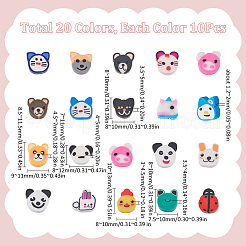 210Pcs 21 Styles Animal Head Theme Handmade Polymer Clay Beads&nbsp;FIND-SC0011-07