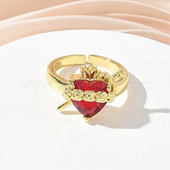 Brass & Glass Cuff Open Rings for Women&nbsp;KK-CBA760A-01B-G