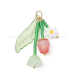 Glass with Opaque Acrylic Baeded Pendants&nbsp;PALLOY-MZ01190