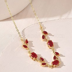 Brass Pave Cubic Zirconia Rose Flower Link Cable Chain Necklaces for Women&nbsp;NJEW-C121-05B-07G
