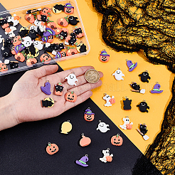 80Pcs 8 Styles Halloween Theme Opaque Resin Pendants&nbsp;RESI-UN0001-10