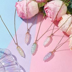 Resin Leaf Pendant Necklaces&nbsp;NJEW-JN04914