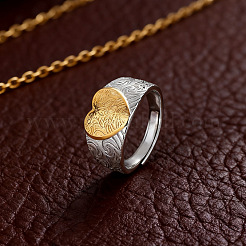 Heart Adjustable Brass Finger Rings&nbsp;WG5155F-01