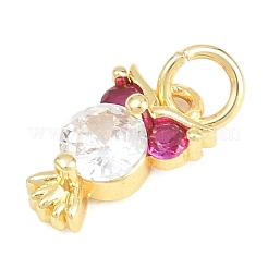 Brass Micro Pave Cubic Zirconia Pendants&nbsp;KK-F938-34G-02
