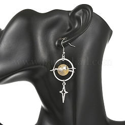 Natural Yellow Hematoid Quartz & Alloy Pendant Dangle Earrings&nbsp;EJEW-TA00818-02