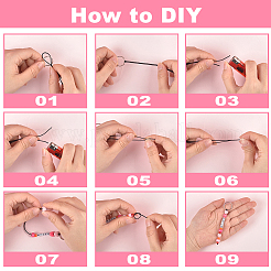 Valentine's Day DIY Acrylic Heart & Round Beads Keychain Making Kits&nbsp;DIY-AR0004-16