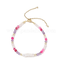 Natural & Synthetic Gemstone & Nuggets Baroque Pearl Keshi Pearl Beads Slider Bracelets&nbsp;BJEW-JB13260-02