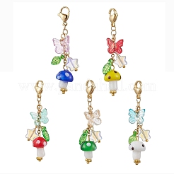 Mushroom Handmade Lampwork Pendant Decorations&nbsp;HJEW-JM02657