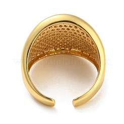 Rack Plating Brass Micro Pave Clear Cubic Zirconia Wide Open Cuff Rings&nbsp;RJEW-M156-01G