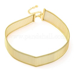 304 Stainless Steel Mesh Chain Choker Necklaces for Women&nbsp;NJEW-U012-03G-03