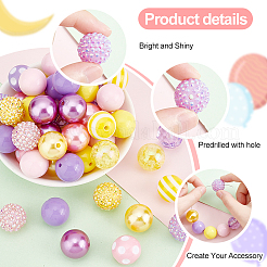 1 Set 7 Styles Resin Round Beads Set&nbsp;RESI-PH0001-98C