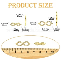 6Pcs 2 Styles CZ Brass Micro Pave AAA Clear Cubic Zirconia Infinity Links&nbsp;ZIRC-CJ0003-34