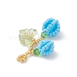 Glass Seed Beaded Berries & Leaf Pendants&nbsp;PALLOY-MZ01114-04