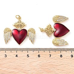 Rack Plating Brass Micro Pave Clear Cubic Zirconia Pendants&nbsp;KK-M280-10D-G