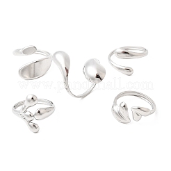 5Pcs 304 Stainless Steel Open Cuff Rings for Women&nbsp;RJEW-K313-03P