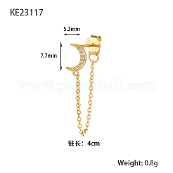 Elegant S925 Sterling Silver Moon Tassel Stud Earrings&nbsp;OG4431-1