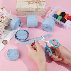 5 Rolls 5 Styles Synthetic Cotton Denim Ribbons for Bow Making&nbsp;SRIB-BC0001-38