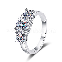 Rhodium Plated 925 Sterling Silver Pave 8.2x4.9mm Moissanite Finger Rings&nbsp;WG3C802-07
