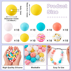 80Pcs 8 Colors Silicone Beads&nbsp;SIL-TA0002-37
