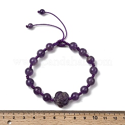 Adjustable Natural Amethyst Beads Braided Bead Bracelets for Women&nbsp;BJEW-L713-A06