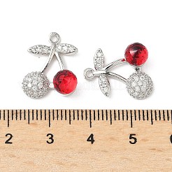 Brass & Glass Micro Pave Cubic Zirconia Pendants&nbsp;KK-S532-07P