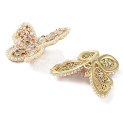 Rack Plating Brass Micro Pave Clear Cubic Zirconia with Plastic Imitation Pearl Pendants&nbsp;KK-G482-03G
