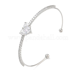 Brass Micro Pave Clear Cubic Zirconia Cuff Bangles&nbsp;KK-D112-04P