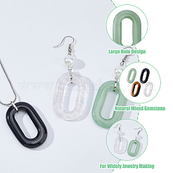 4Pcs 4 Styles Natural Green Aventurine & Tiger Eye & Quartz Crystal & Obsidian Linking Rings&nbsp;G-HS0001-20
