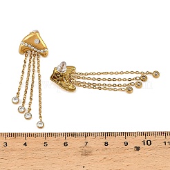 304 Stainless Steel Micro Pave Cubic Zirconia Dangle Stud Earrings for Women&nbsp;SA-CBAABBA-01G