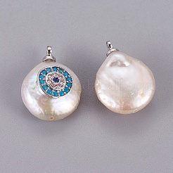 Natural Cultured Freshwater Pearl Pendants&nbsp;PEAR-F008-45P