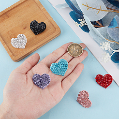 6Pcs 6 Colors Heart Polymer Clay Rhinestones Stethoscope Pendant Decorations&nbsp;HJEW-OC00054