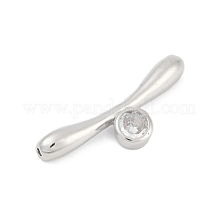 Brass Micro Pave Clear Cubic Zirconia Toggle Clasps Parts&nbsp;KK-U051-05P