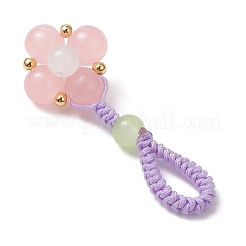 Baking Paint Imitation Jade Glass Woven Clover Pendant Decorations&nbsp;HJEW-JM03148-03