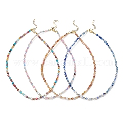 4MM Natural Agate(Dyed & Heated) Faceted Round & Potato Natural Pearl Beaded Necklaces&nbsp;NJEW-JN06031