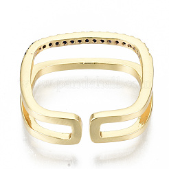 Brass Micro Pave Cubic Zirconia Cuff Rings&nbsp;RJEW-S045-55B-G-NR