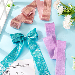 3Pcs 3 Colors 5 Yards Single Face Sparkle Satin Frayed Ribbon&nbsp;SRIB-TA0001-20