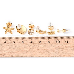 6Pcs Ocean Series 304 Stainless Steel Stud Earrings&nbsp;EJEW-K268-91G