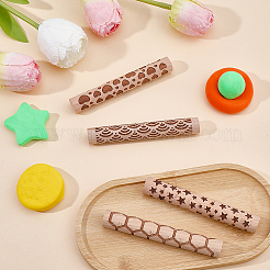 4Pcs 4 Styles Wood Handle Clay Texture Roller&nbsp;TOOL-CN0001-10